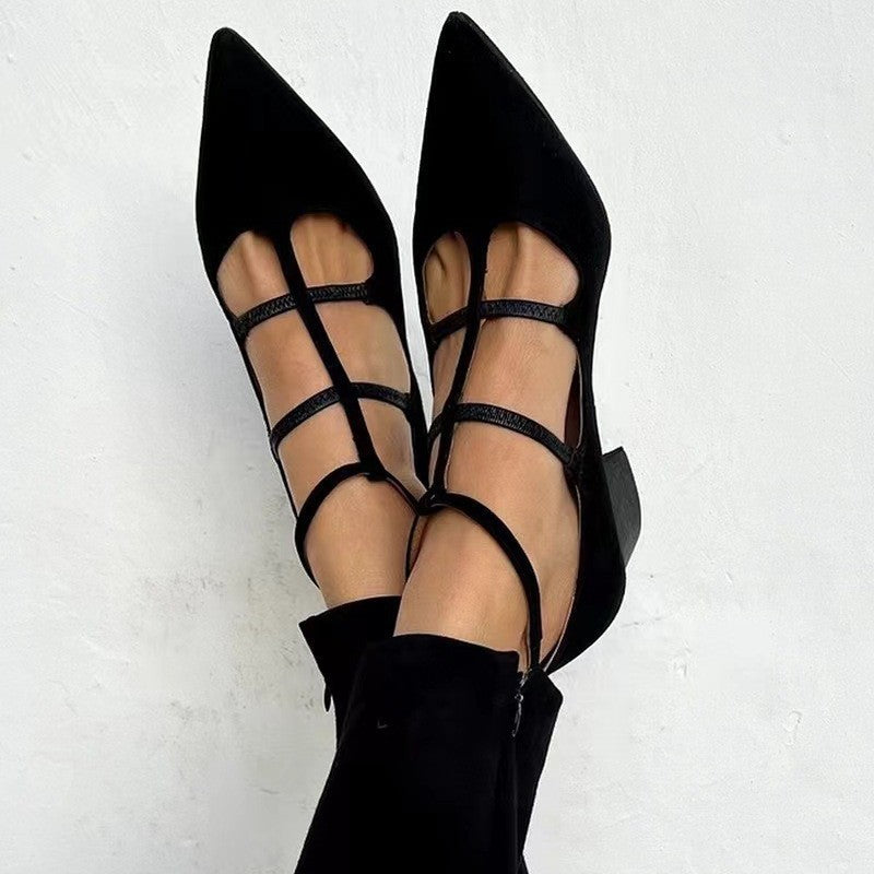 Pointed Shallow Mouth Buckle Heels