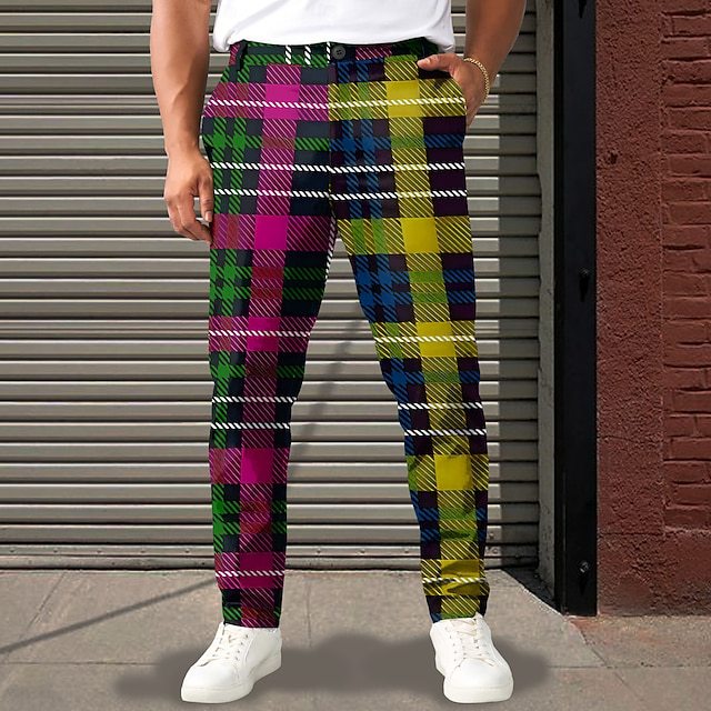 Men's Casual Sport Plaid Sweatpants