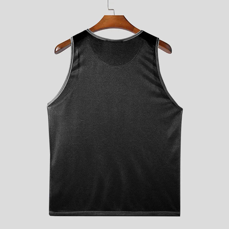 Camiseta sin mangas de cuello redondo talla grande para hombre