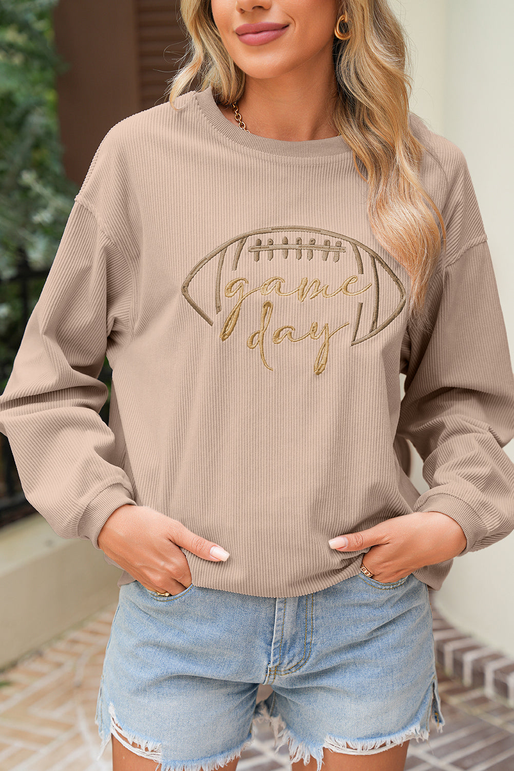 Sudadera gruesa bordada de fútbol negro para el día del partido