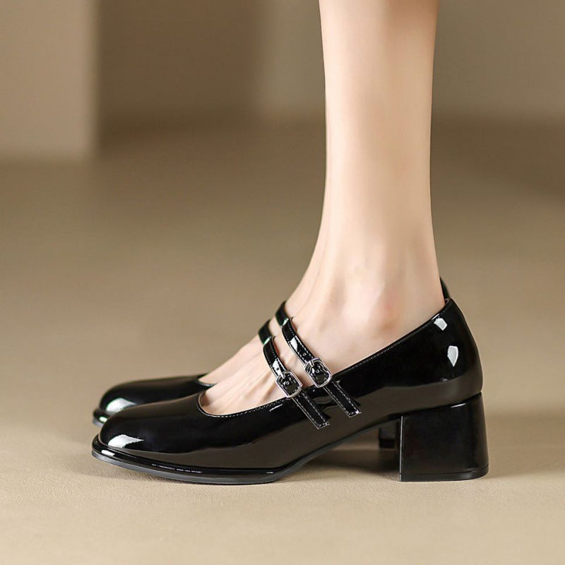 Women's Soft Leather Chunky Heels