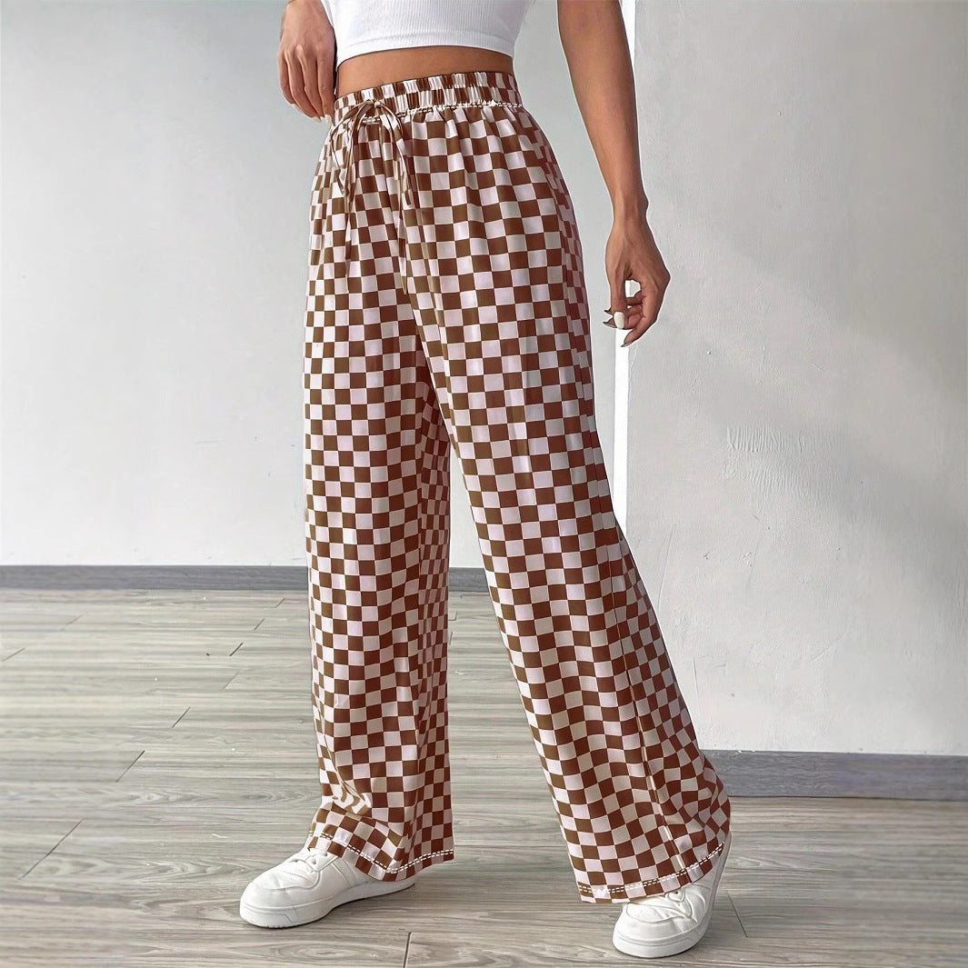 Pantalones de pata ancha de talle alto a cuadros