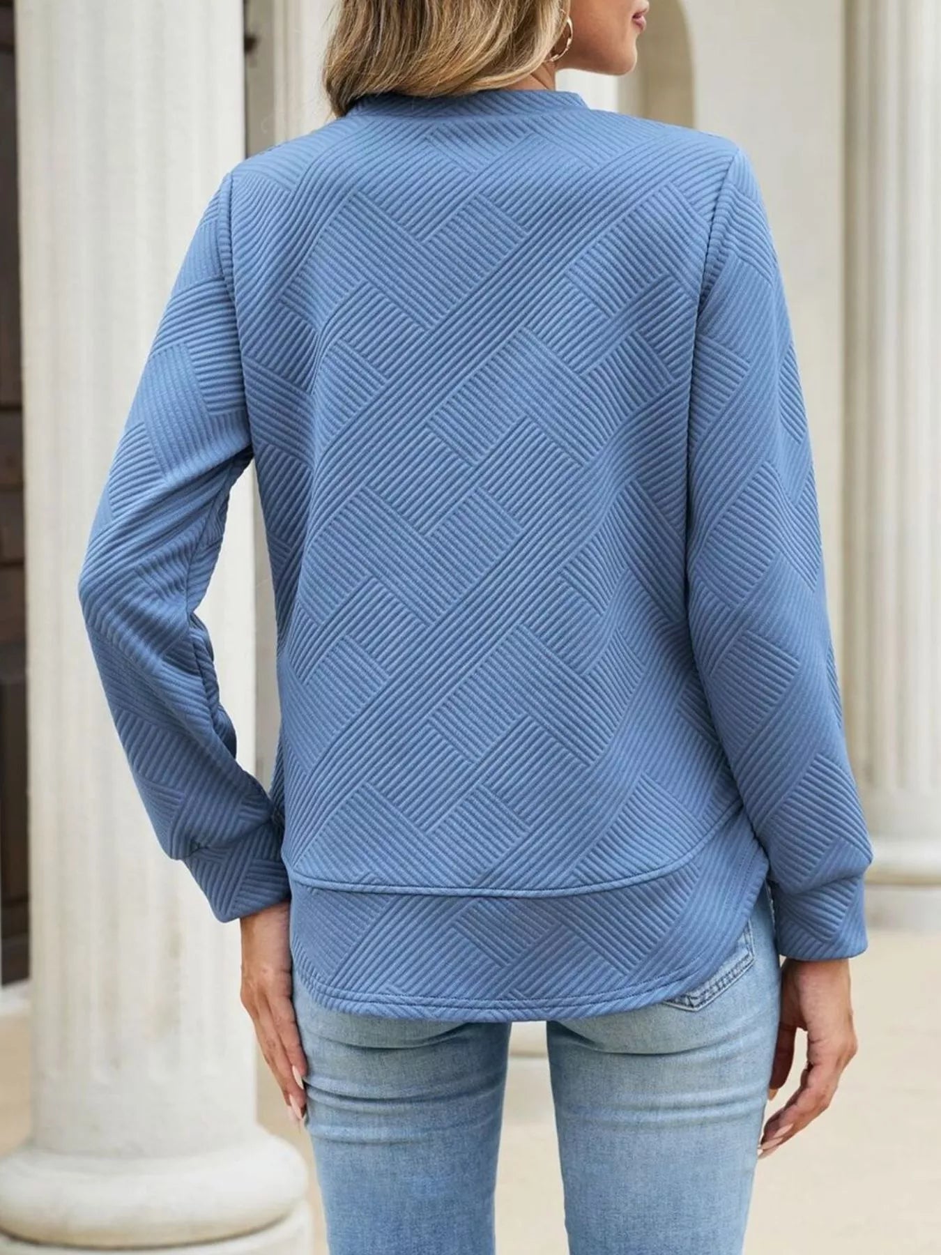 Textured Crew Neck Sweatshirt