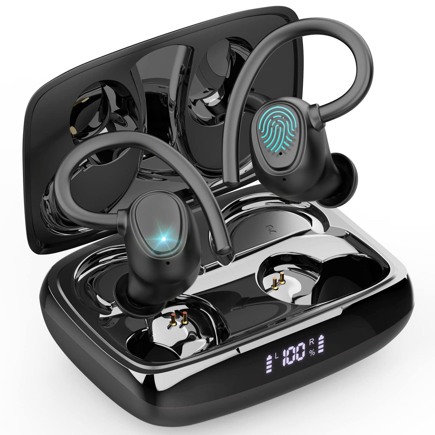 Wireless Earbud Bluetooth 5.1 Headphones Sport Wireless Bluetooth Earphones in Ear Noise Cancelling Earbud with Mic Deep Bass Earhooks Ear Buds IP7 Waterproof 48H Headset for Running Gym[2021 New]
