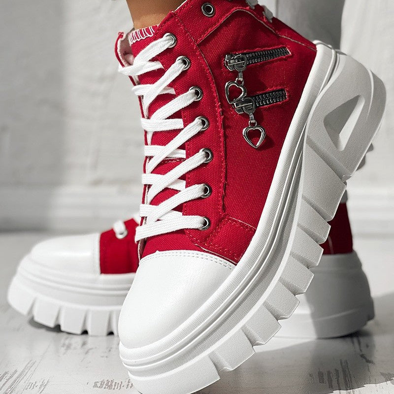 Zapatillas casuales de mujer Muffin con cremallera lateral y doble cordón