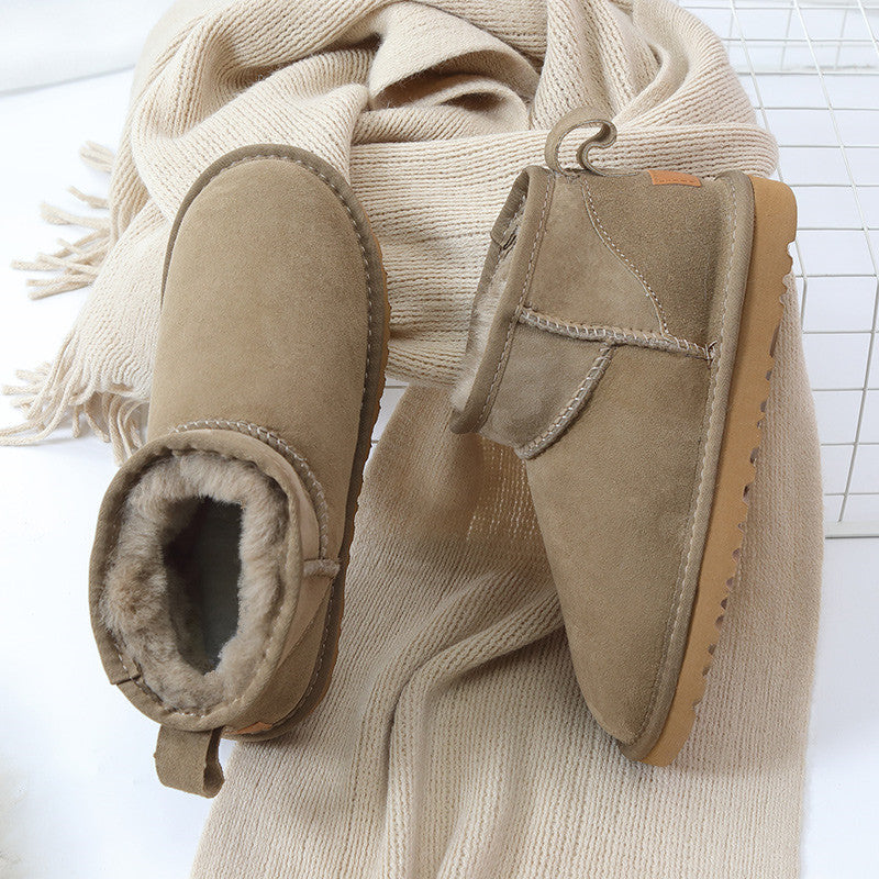 Women's Super Short Sheepskin Snow Boots