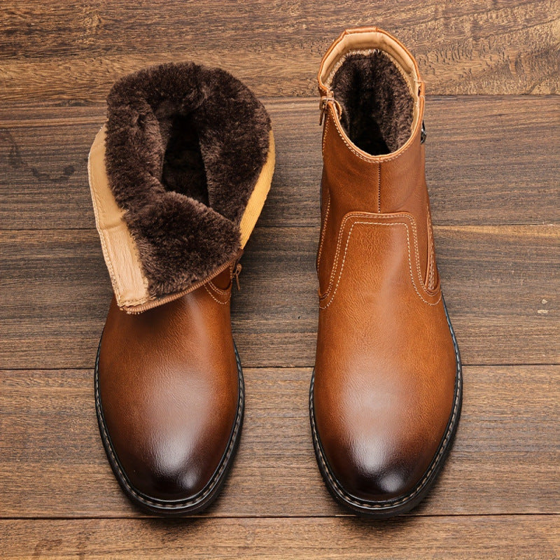Dress Boots with Zipper and Faux Fur