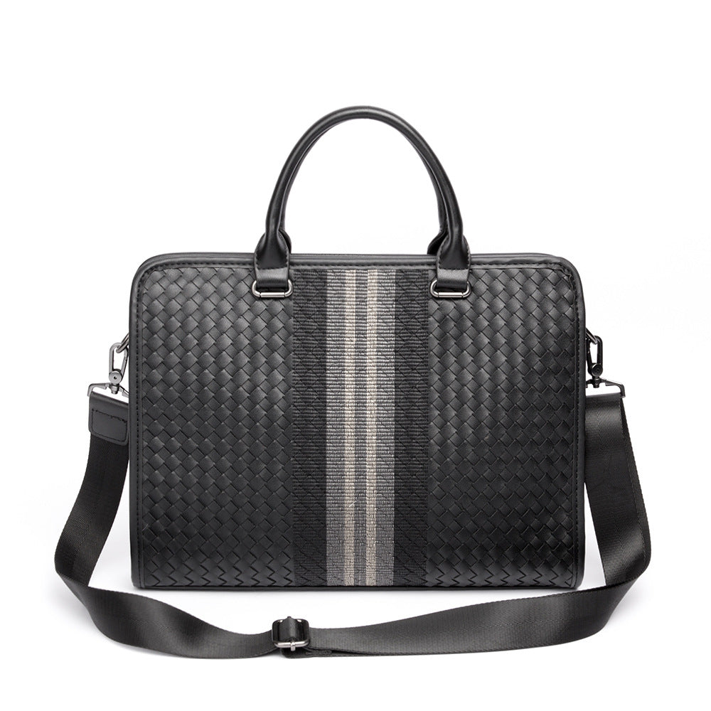 Men's Stitching Woven Business Casual Laptop Bag