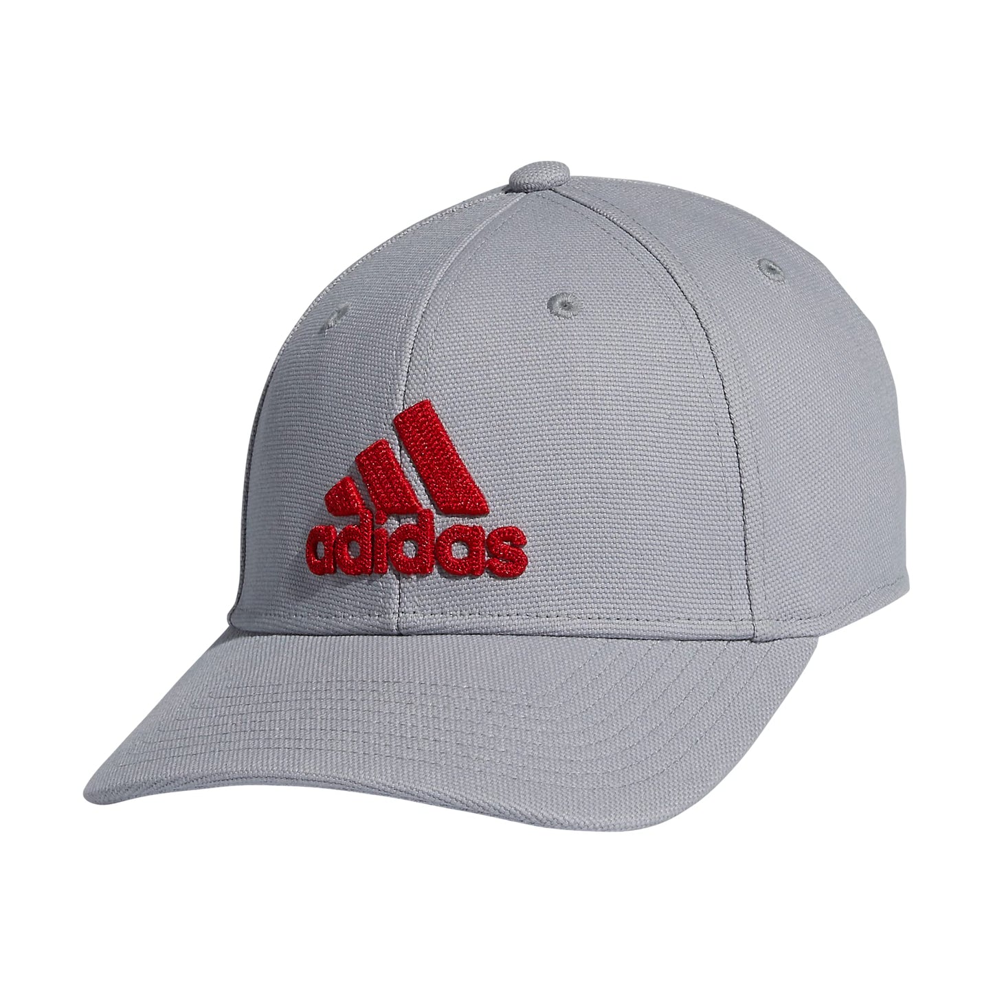 adidas Mens Producer 2 Structured Stretch Fit Cap Halo Silver Grey/Vivid Red Large-X-Large