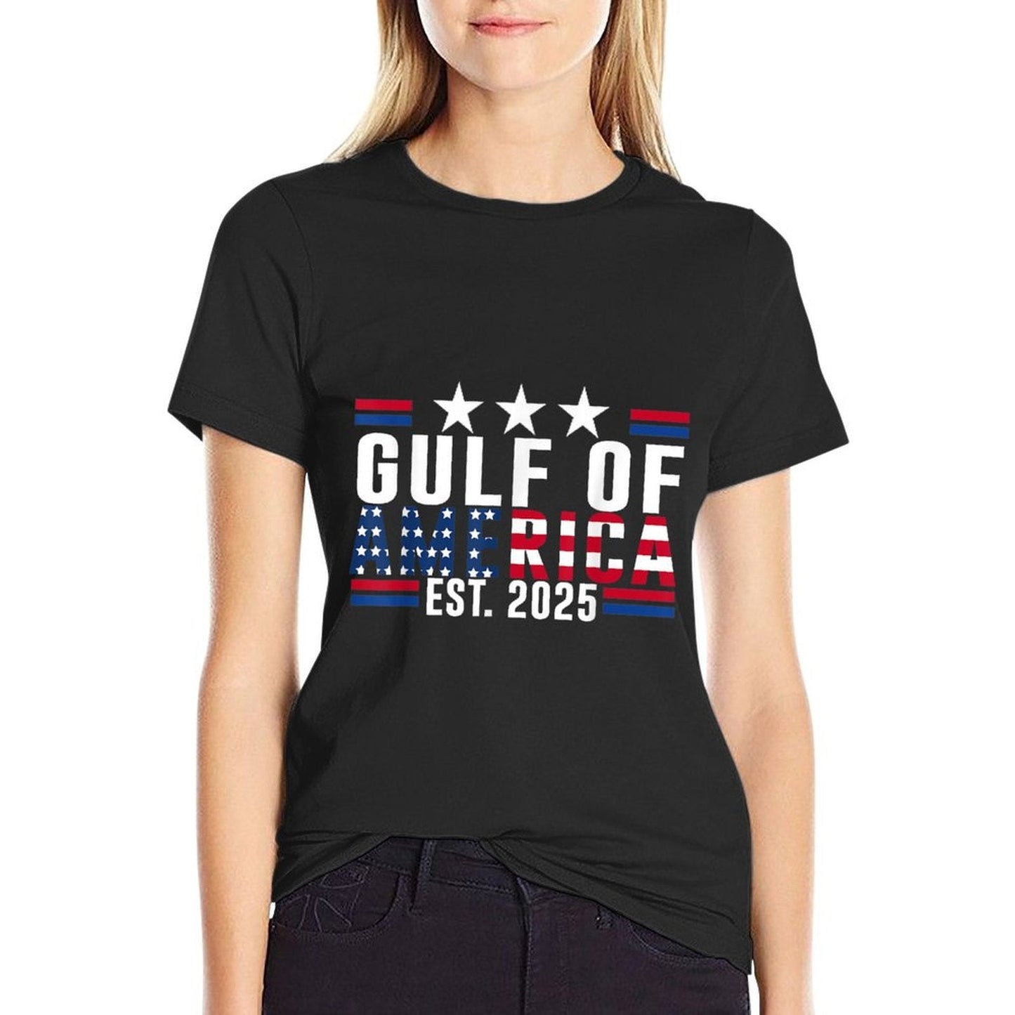 Retro Gulf Of USA America 2025 American Flag Cotton T-Shirt