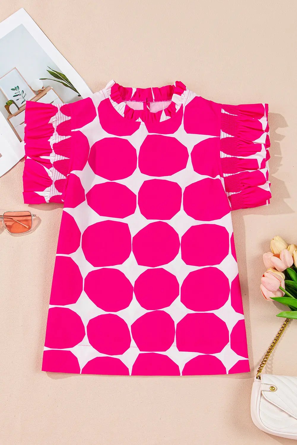 Women's Top - Frilled Flutter Sleeve - Summer Fashion