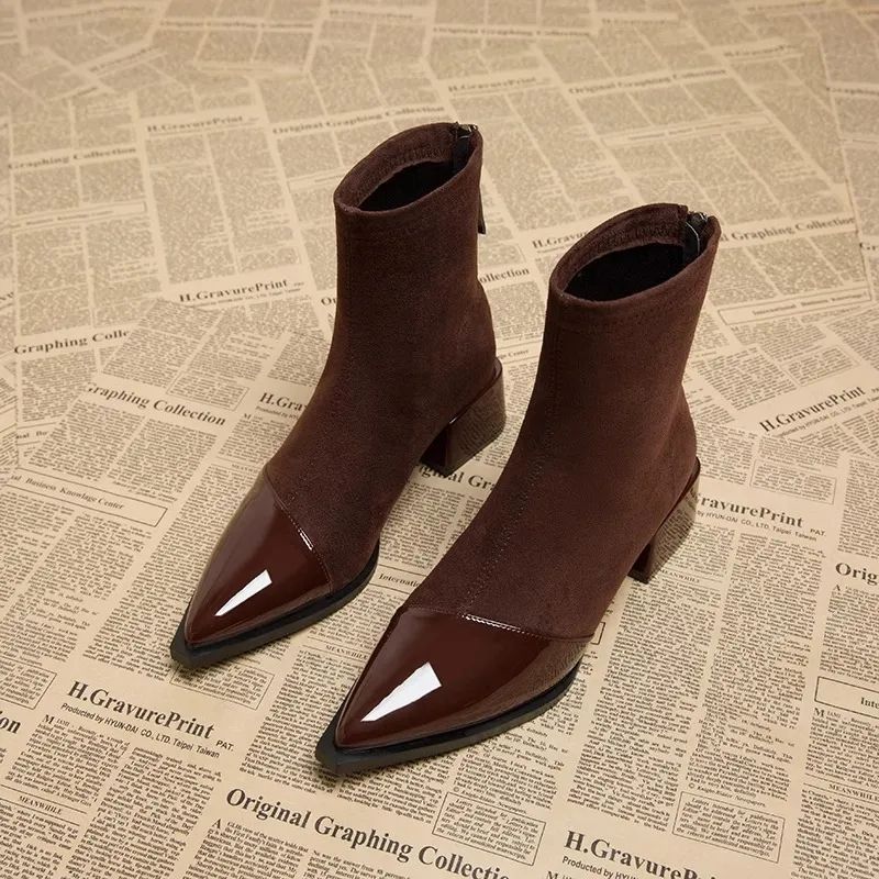 Women's Pointed-Toe Chunky Sole Boots