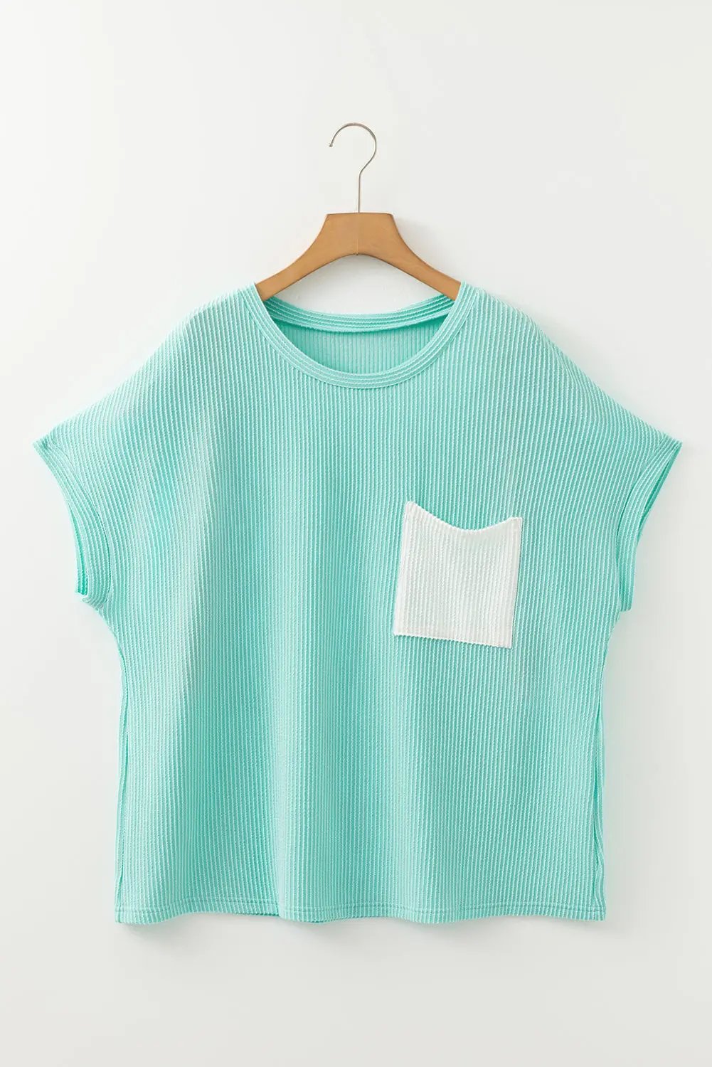 Plus Size T-Shirt - Ribbed Knit - Pocket Detail Everyday