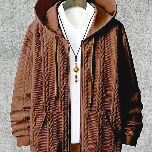Suéter informal con capucha para hombre de talla grande