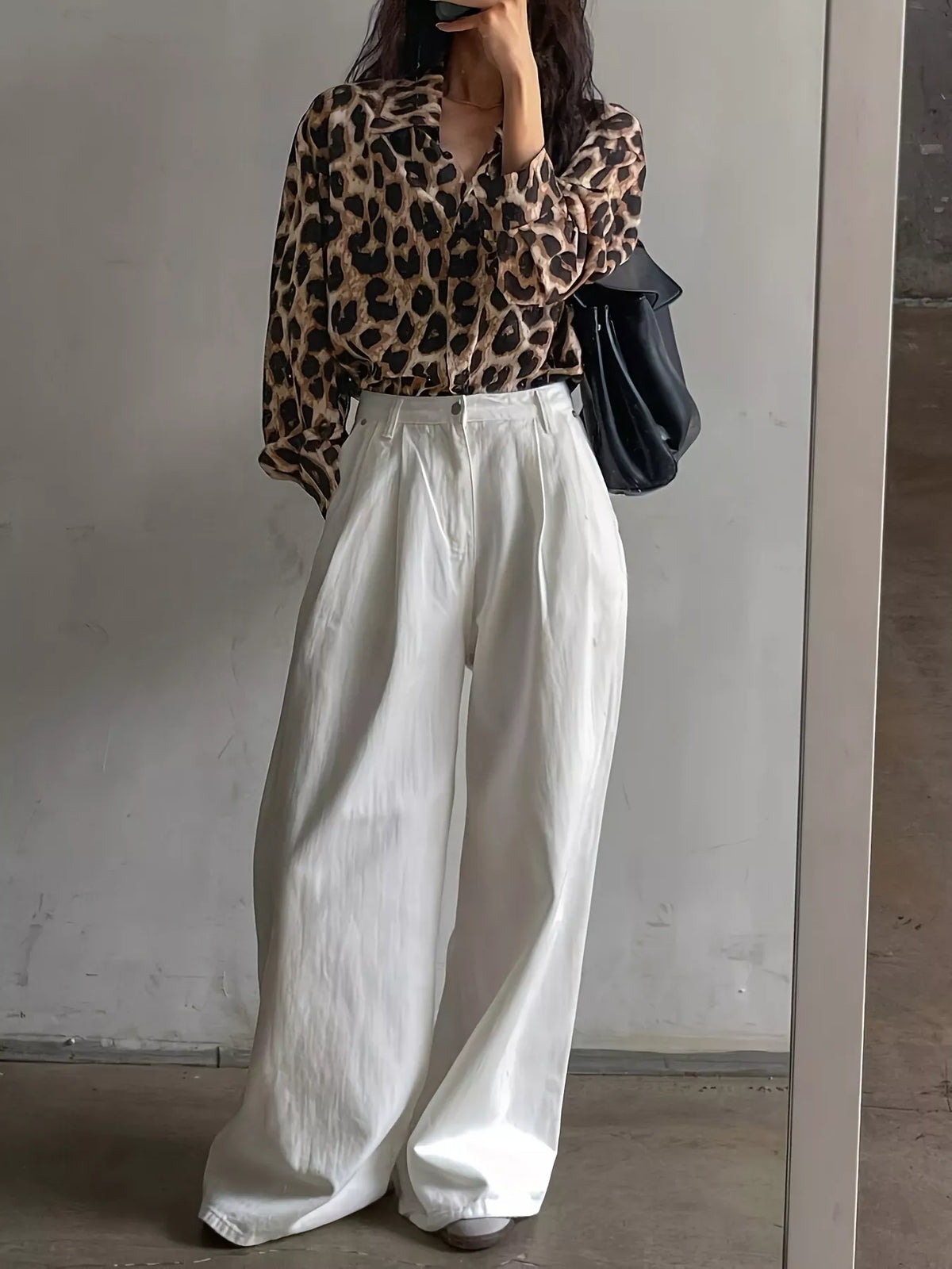 Leopard Print Button-Down Shirt