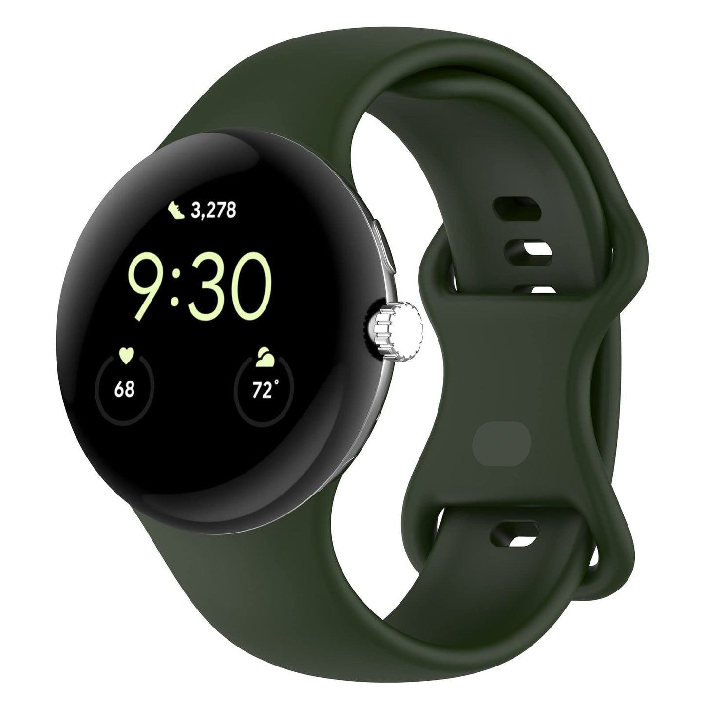 TenCloud Bands Intended for Google Pixel Watch 3 41mm/Pixel Watch 2/Pixel Watch for Pixel Watch Bands Large Silicone Watch Straps for Men 6.3-8.5 inch (Army Green)