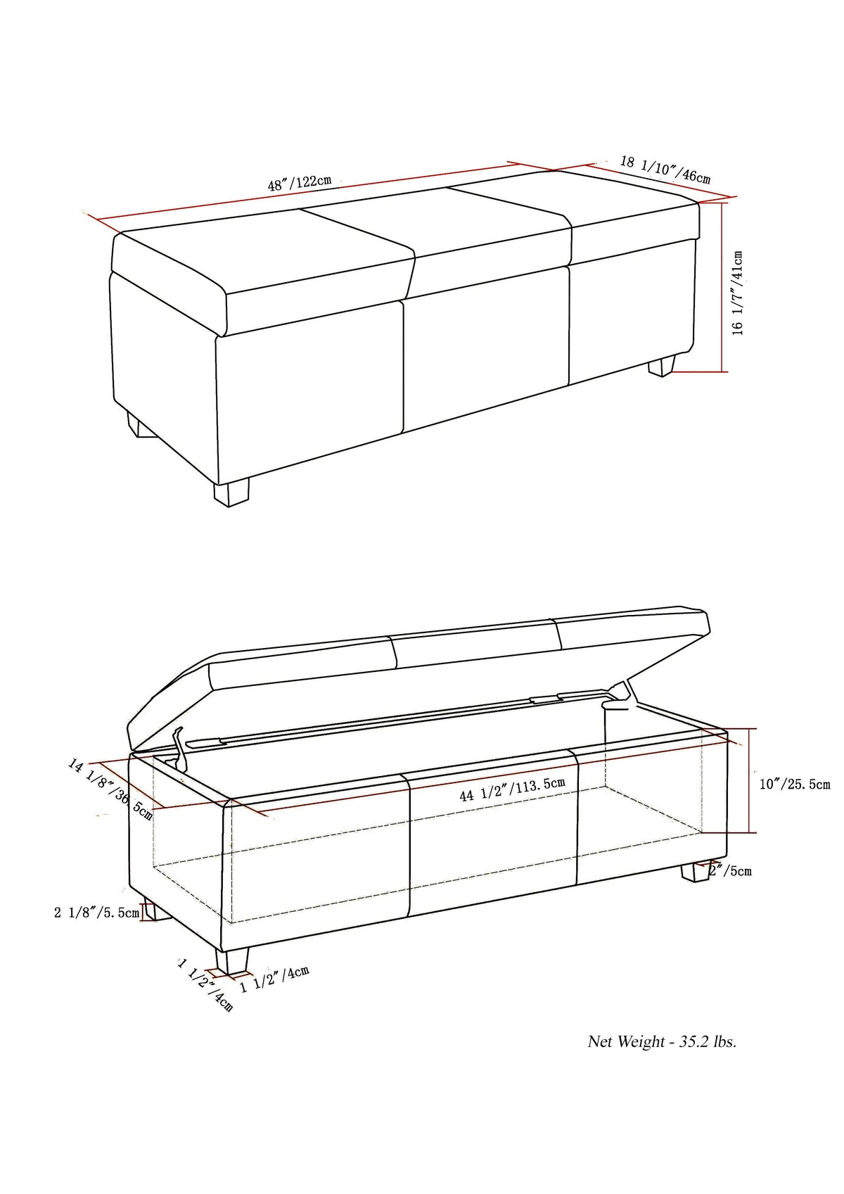 Avalon - Multifunctional Storage Ottoman Bench
