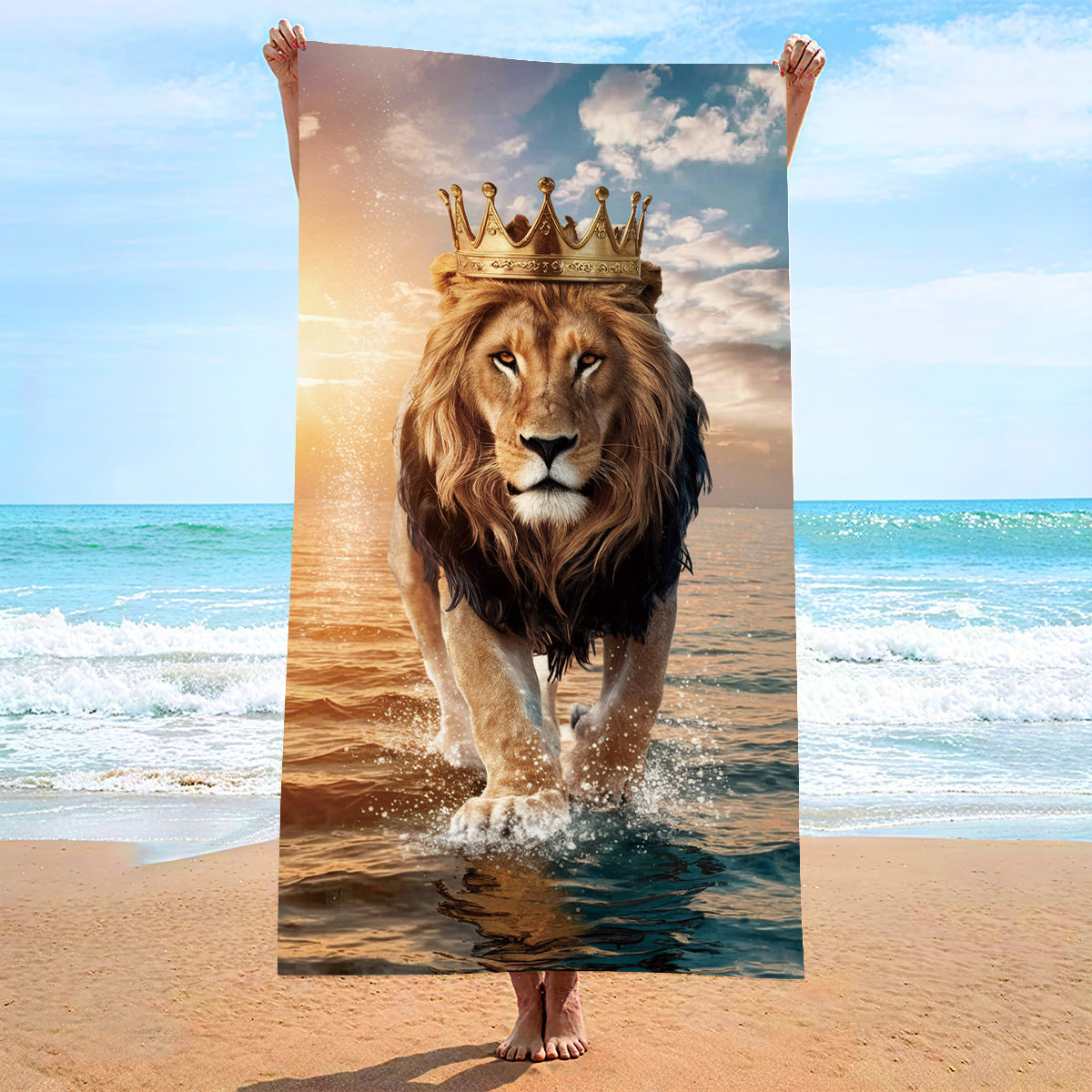 Moisture Absorption Quick-drying And Soft Skin-friendly Double-sided Velvet Beach Towel Polyester Brocade