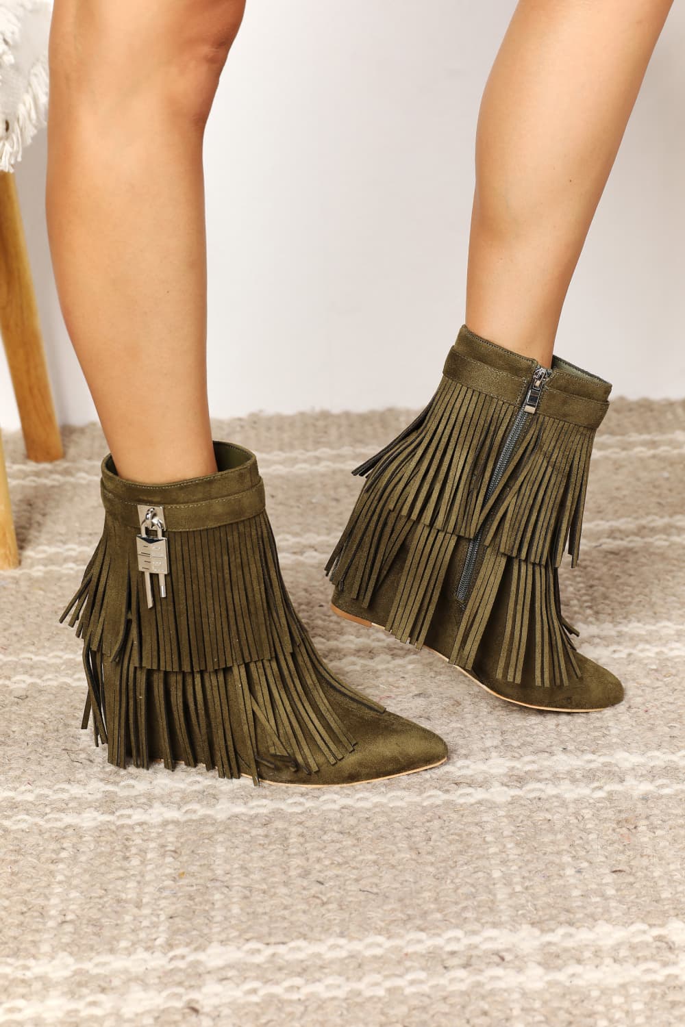 Botines de tacón de cuña con borlas para mujer Legend