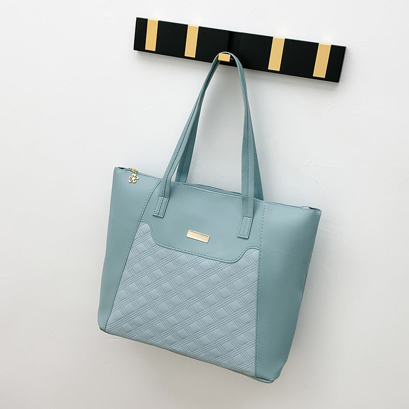 Diamond-Embossed Large-Capacity Tote Bag