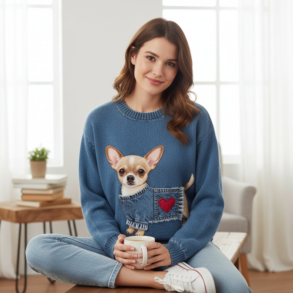 Sudadera de cuello redondo con estampado digital 3D para mujer – Suéter informal con mensaje