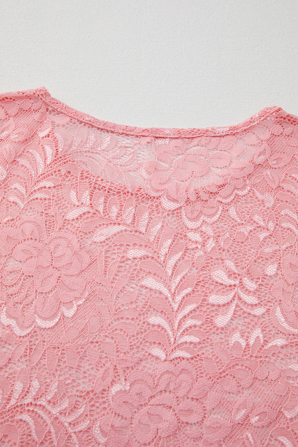 Top transparente de manga larga con encaje floral Blossom