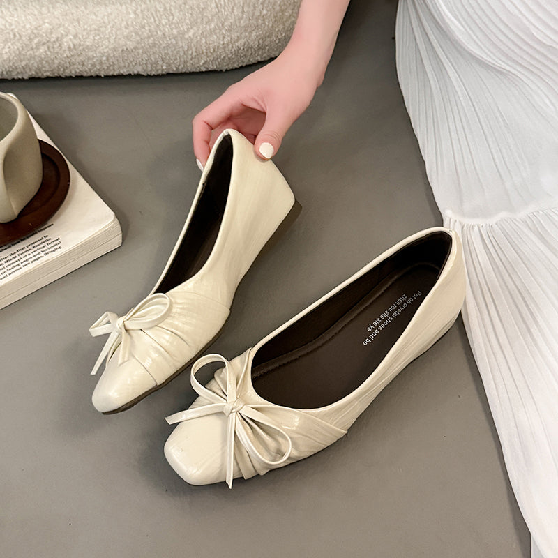 Low Cut Women Pumps Gentle Fairy Style Bow 2026 New Autumn Hidden Heel Evening Shoes Gorgeous Ballet Flats