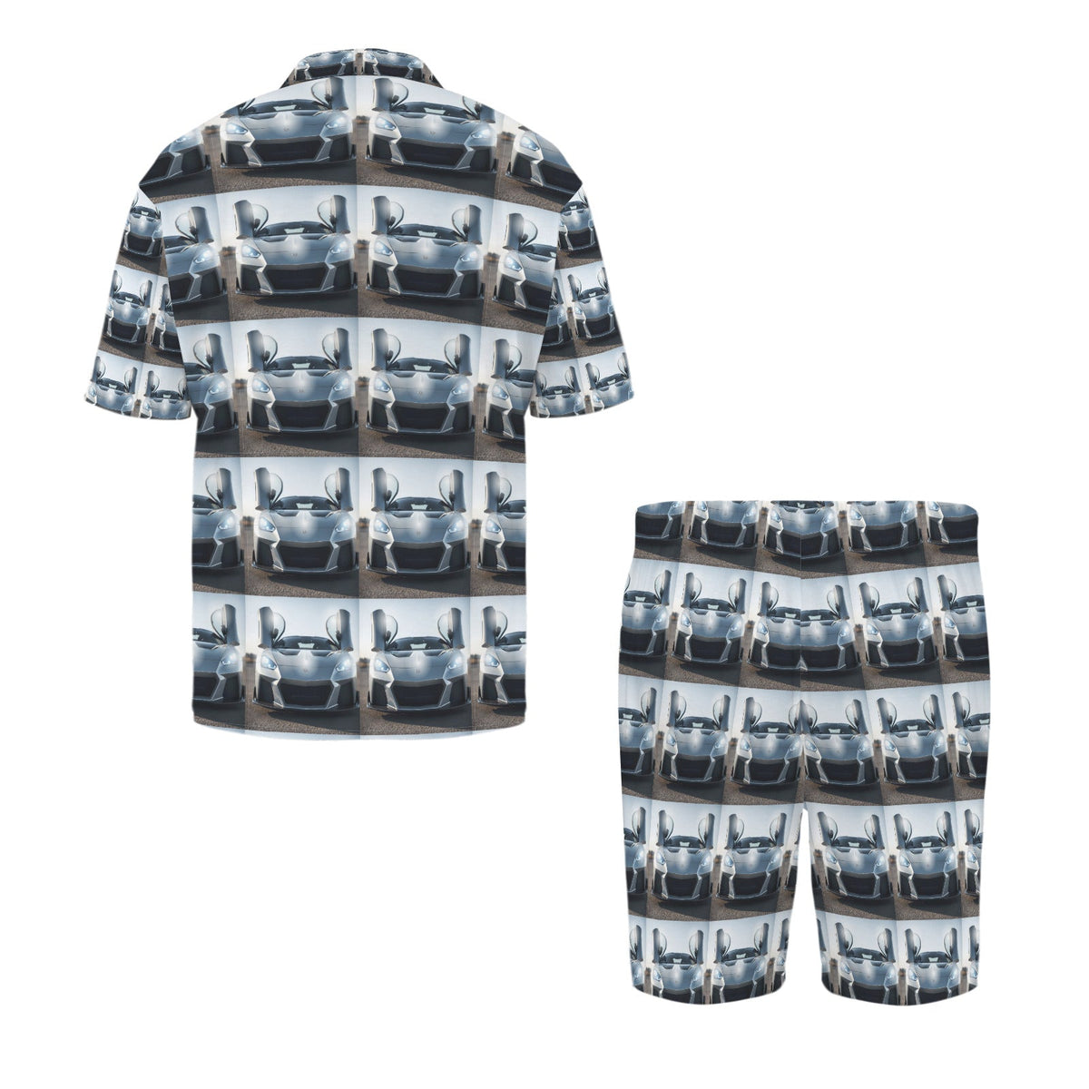 Men's Supercharged Sports Car V-Neck Shorts Pajama Set (Made in USA)
