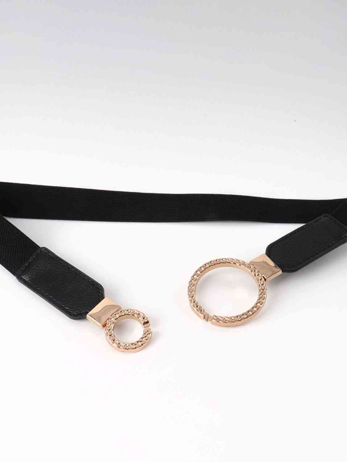 ElegantStyle Double Ring Buckle Elastic PU Belt – Adjustable Comfort Fit See size chart under “more details”