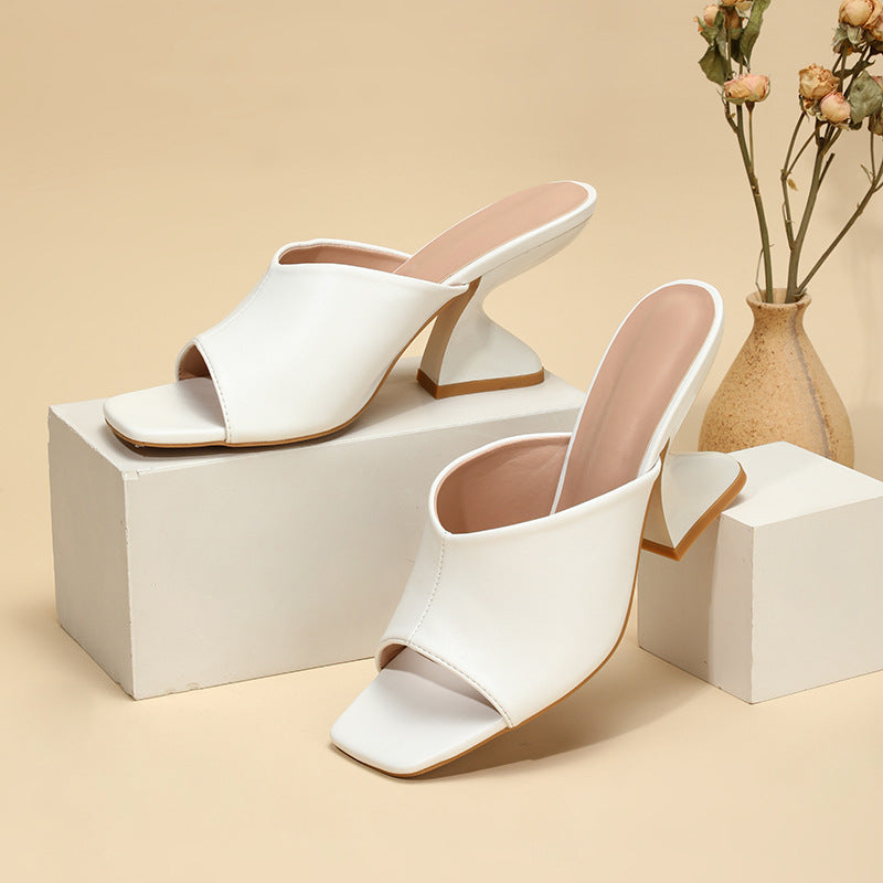 Women's Sculptural Heel Mule Sandals
