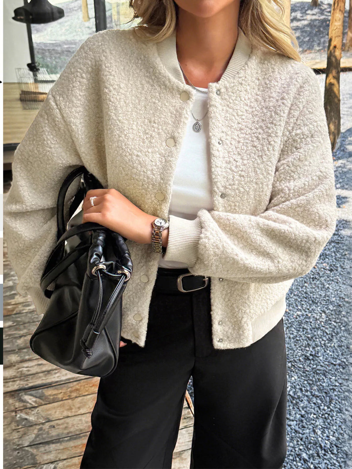 Snap Down Dropped Shoulder Jacket