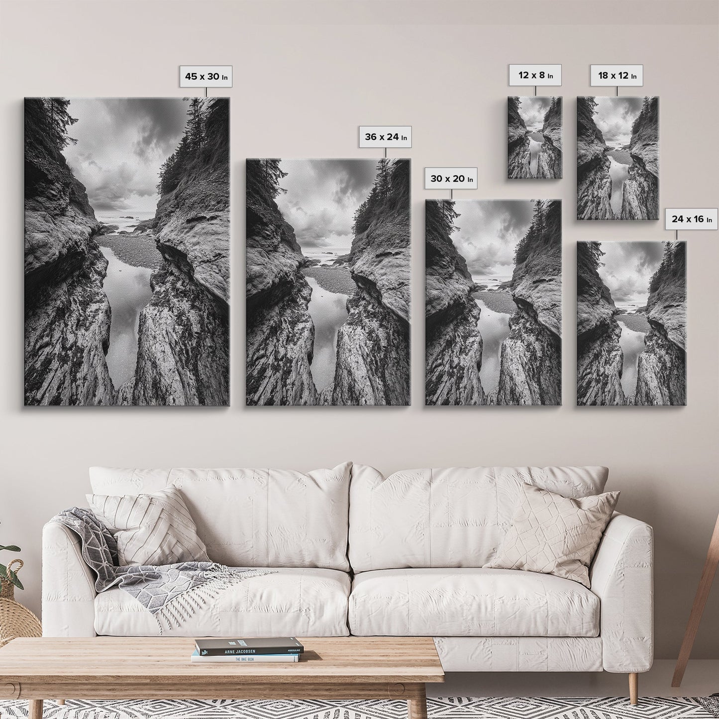 Ocean Ravine, Rugged Coastline, Pacific Wilderness, Stormy Seascape, Framed Canvas Print, Adventure Wall Art, Nature Home Decor