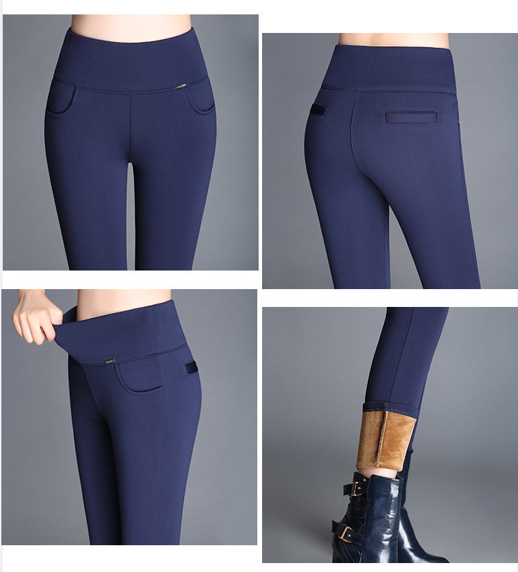 Leggings acolchados de terciopelo de talle alto para mujer