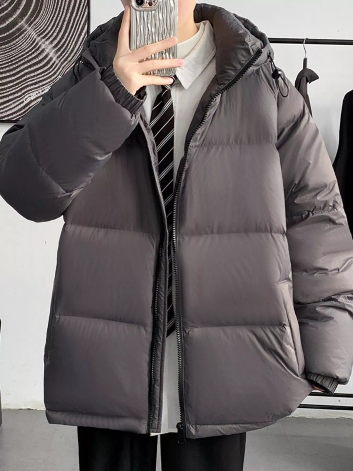 Men's Full Size Warm Padded Hooded Puffer Jacket Plus Size