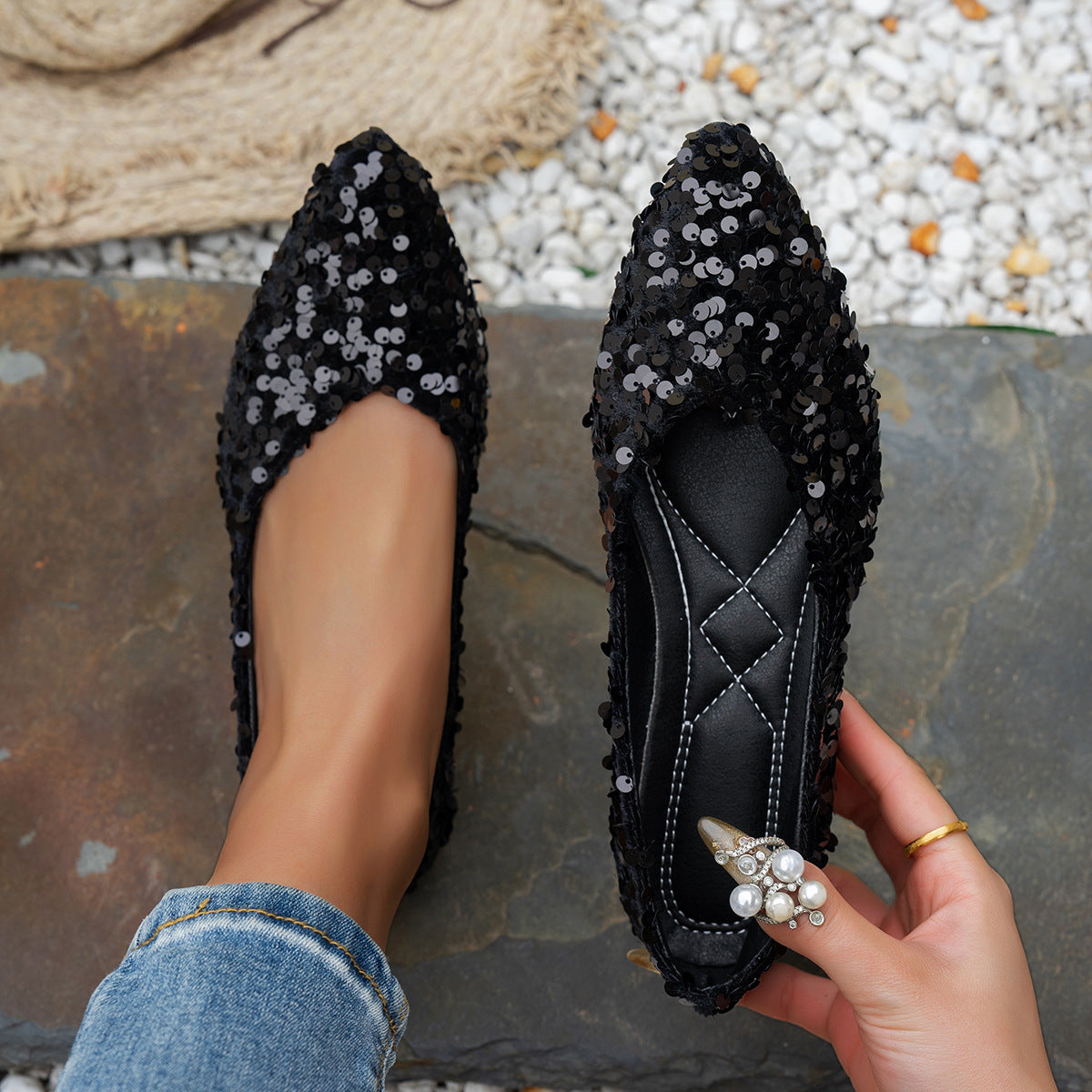 Zapatos planos casuales de punta para mujer - Zapatillas elegantes para el día a día