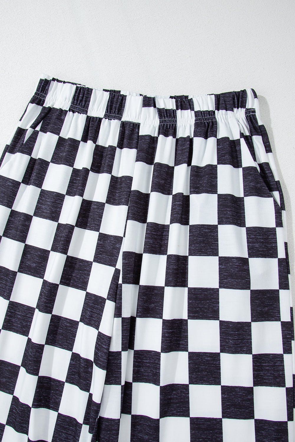Pantalones de pata ancha de talle alto con estampado a cuadros verdes
