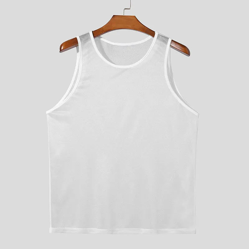 Camiseta sin mangas de cuello redondo talla grande para hombre