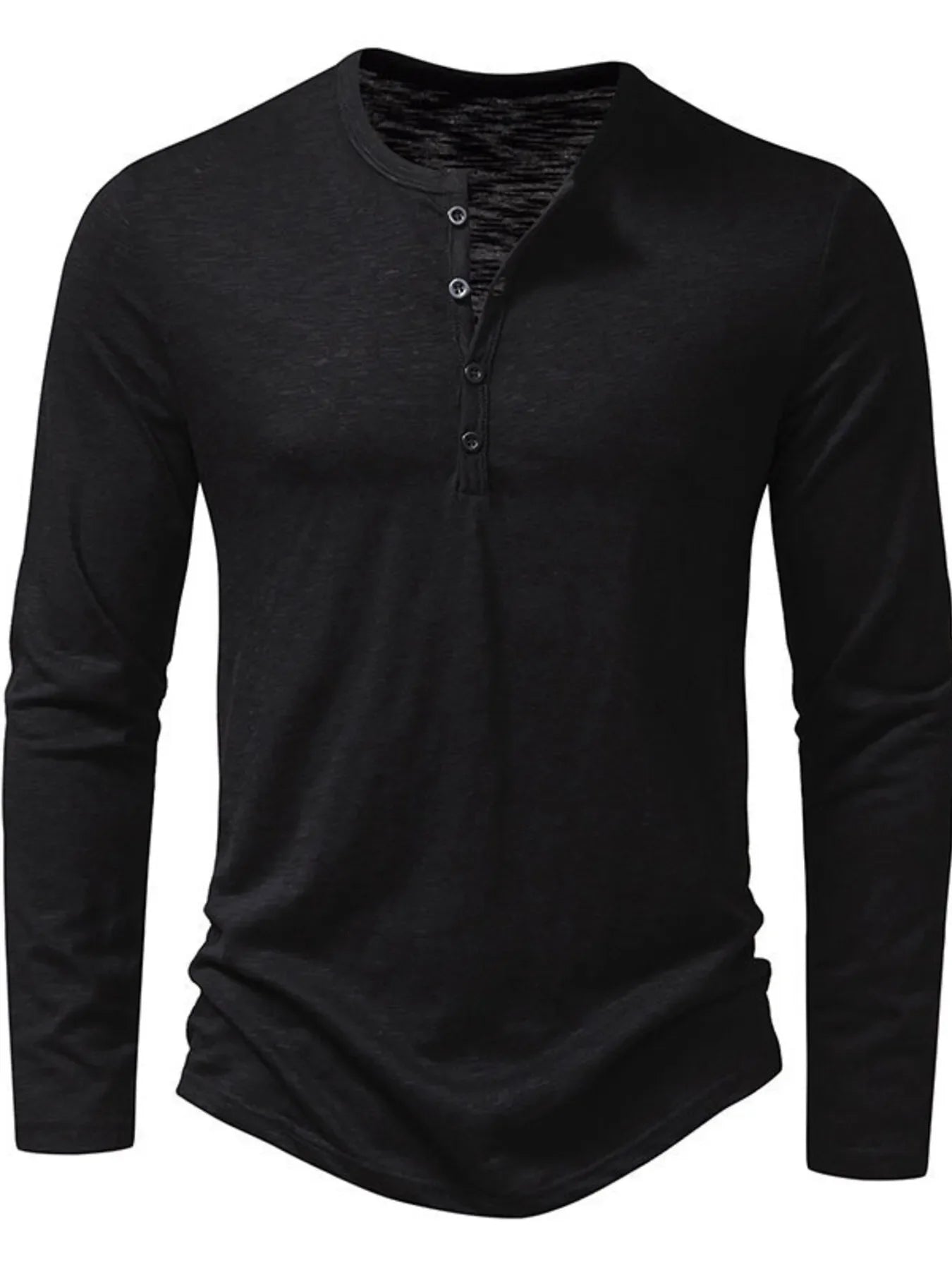 Camiseta de manga larga con botones para hombre