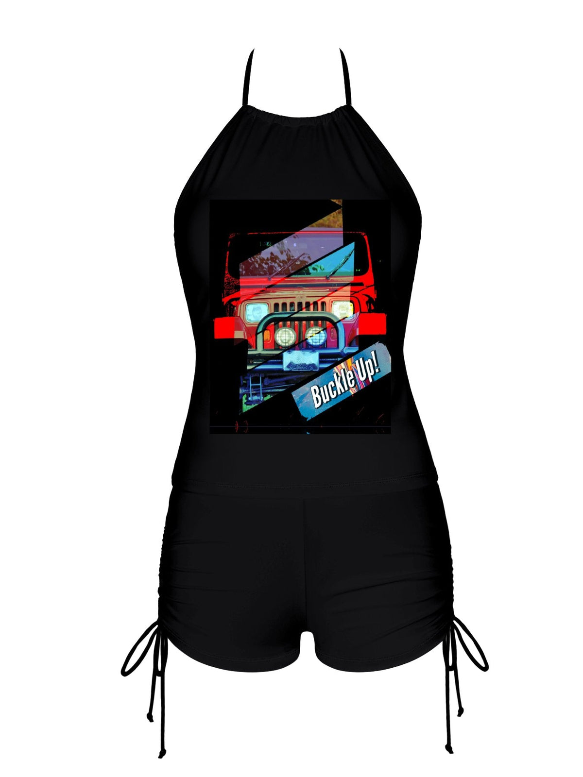 Buckle Up! 4-wheeler Drive Tankini Swimsuits with Shorts for Women