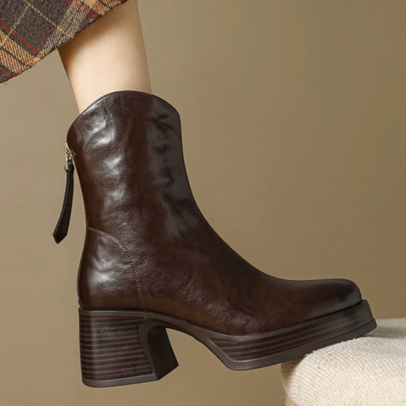 Women's Chunky-heeled Platform Ankle Boots
