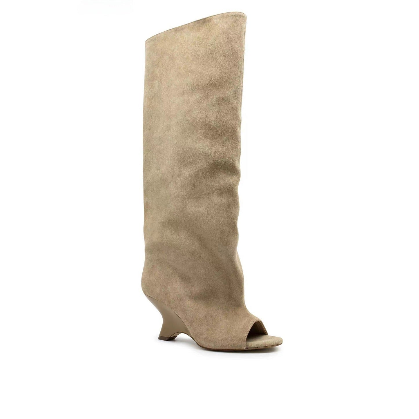 Women's Peep Toe Wedge Suede Boots