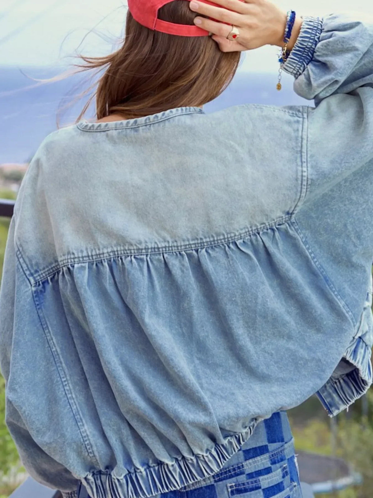 Washed Zip Up Denim Jacket