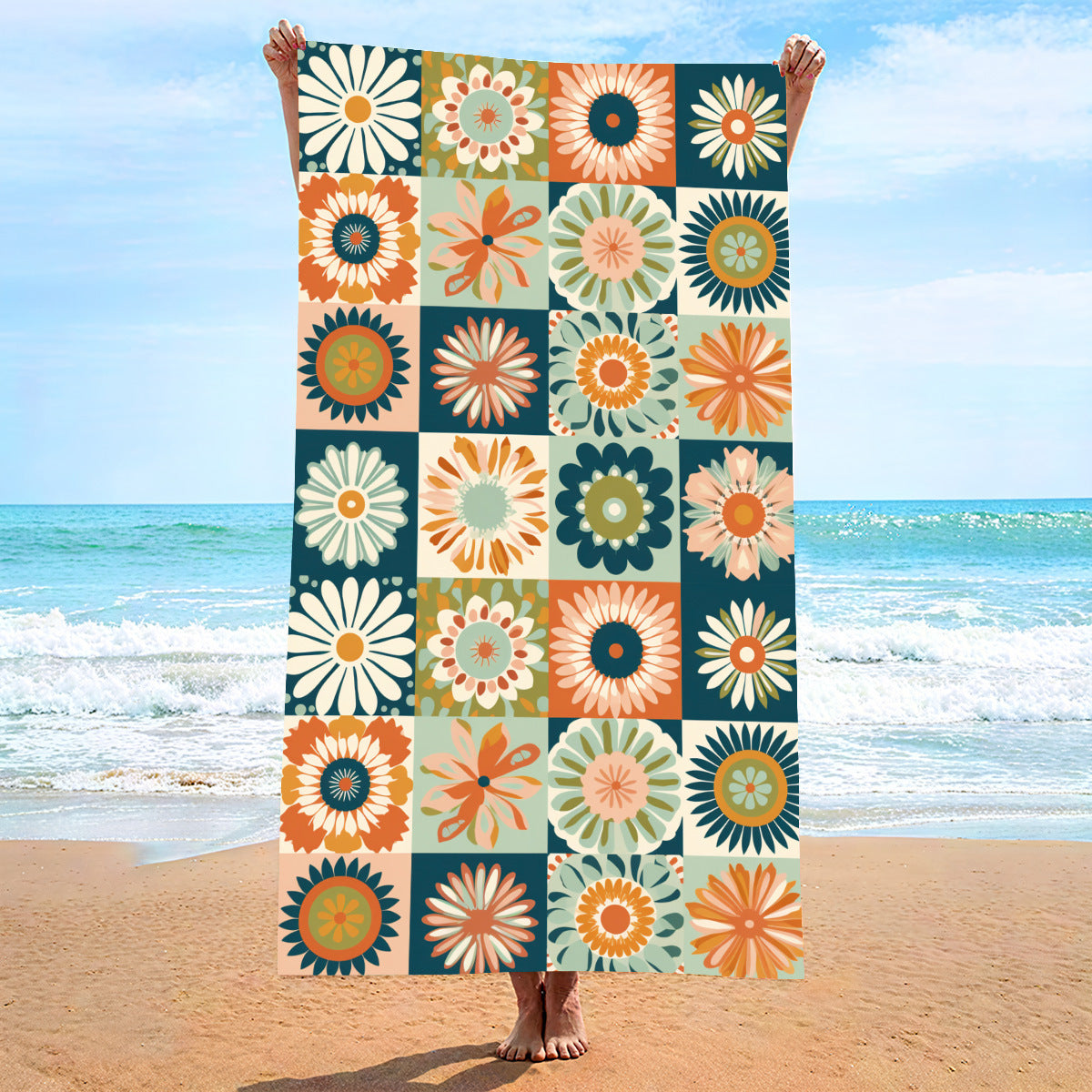 Moisture Absorption Quick-drying And Soft Skin-friendly Double-sided Velvet Beach Towel Polyester Brocade