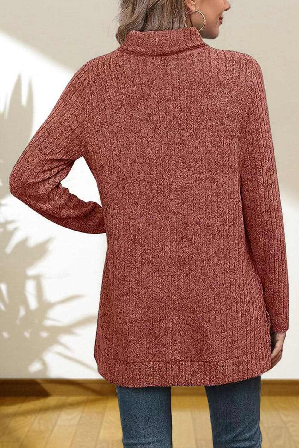 Sweater Pullovers Trendsi Chic high-low turtleneck top