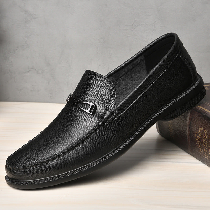 Men's First Layer Cowhide Embossed Loafers