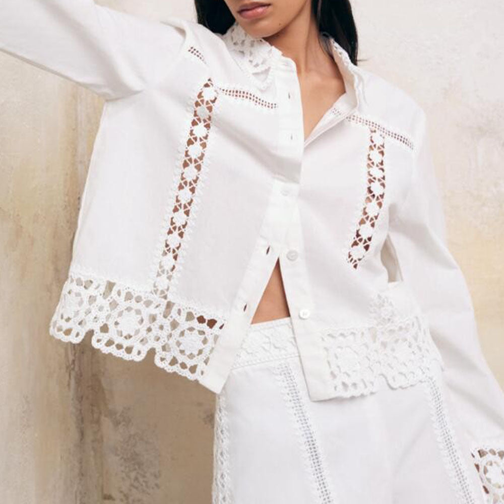 Chaqueta de encaje calada para mujer