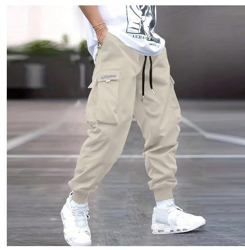 Pantalones cargo de hombre con múltiples bolsillos y cordón