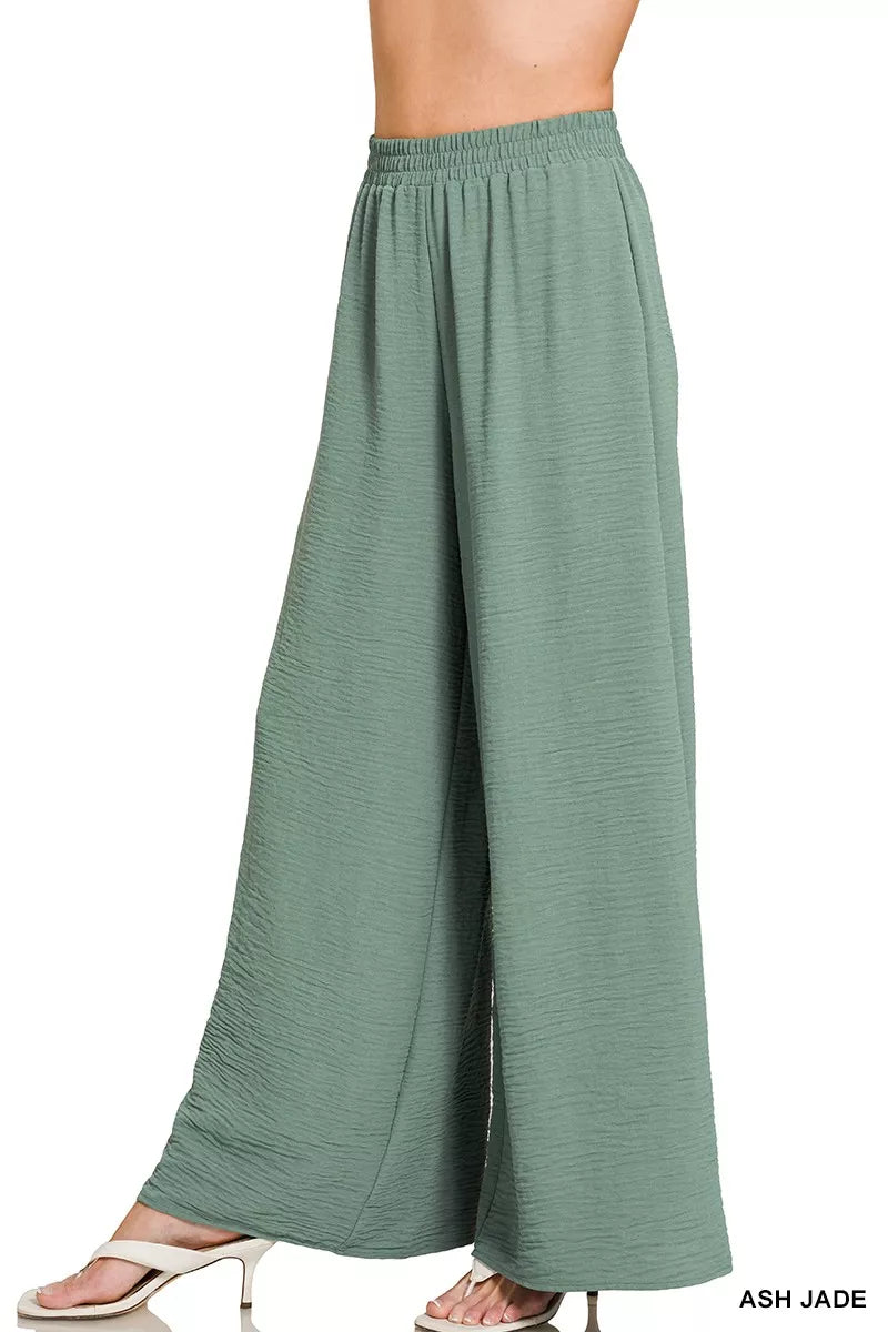 Pantalones Zenana Tejidos con Cintura Elástica y Tejido Transpirable