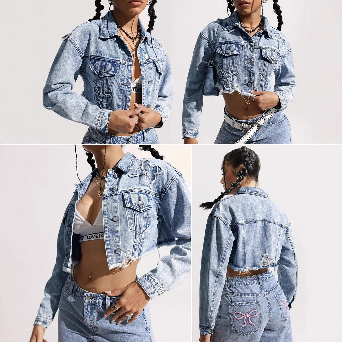 Womens Retro Slim-Fit Denim Jacket