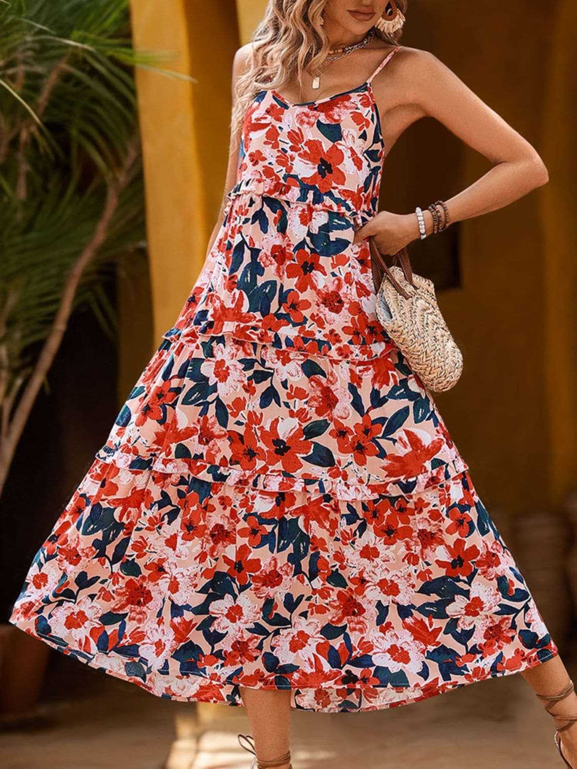 Dresses Trendsi Backless Frill Midi Dress - 100% Viscose by Trends
